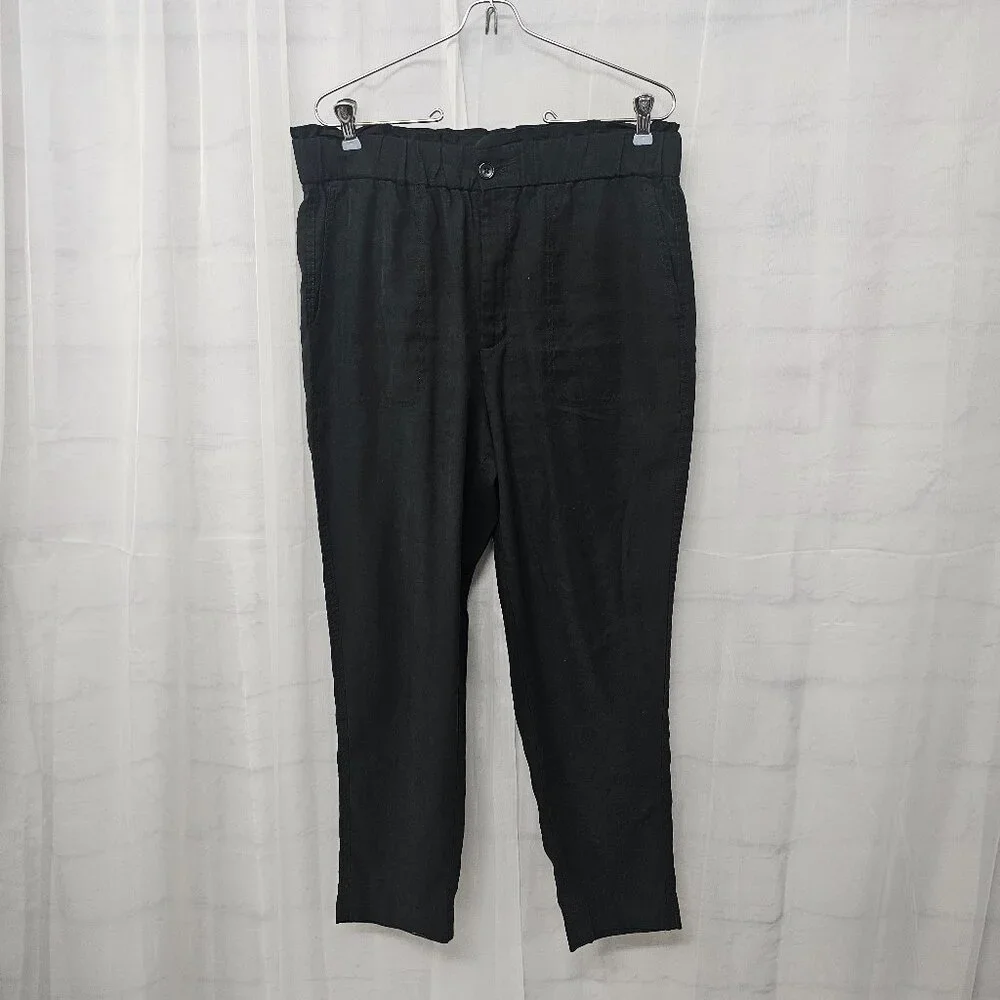 Banana Republic Black Pants Casual Cropped Straight Leg Office L - Picture 2 of 11